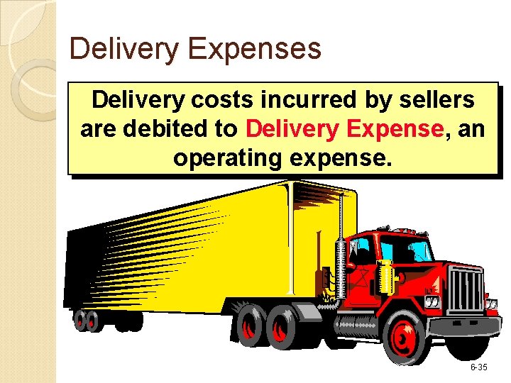 Delivery Expenses Delivery costs incurred by sellers are debited to Delivery Expense, an operating