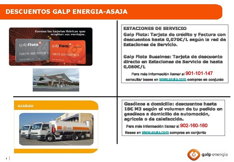 DESCUENTOS GALP ENERGIA-ASAJA ESTACIONES DE SERVICIO Amenazas Galp Flota: Tarjeta de crédito y Factura