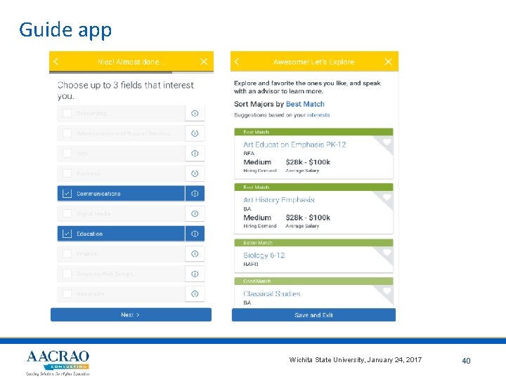 Guide app Wichita State University, January 24, 2017 40 