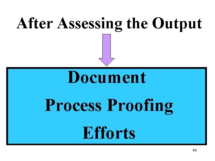 After Assessing the Output Document Process Proofing Efforts 44 