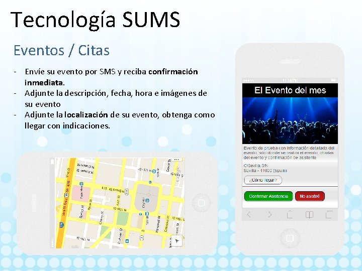 Tecnología SUMS Eventos / Citas - Envíe su evento por SMS y reciba confirmación