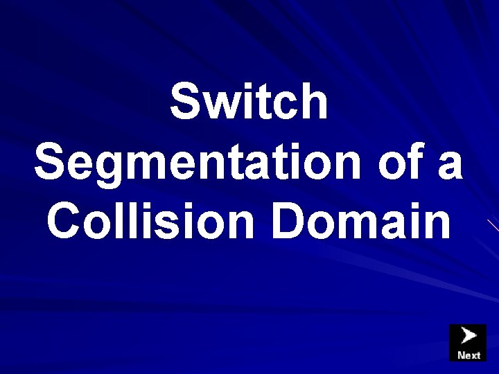 Switch Segmentation of a Collision Domain Switch Segmentation of a Collision Domain