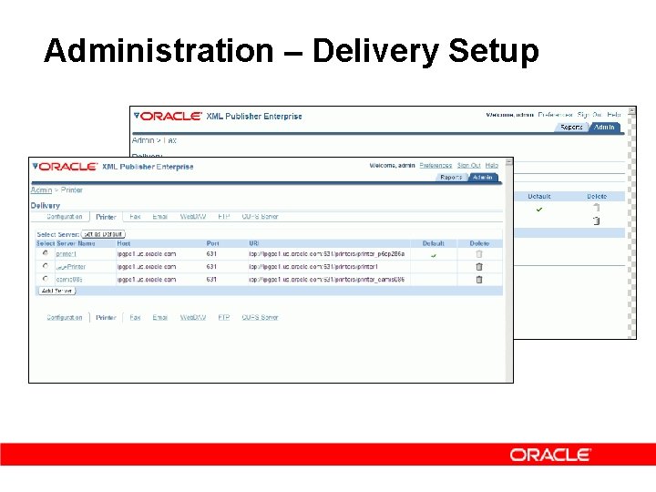 Administration – Delivery Setup 