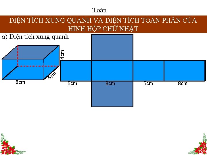 Toán 4 cm DIỆN TÍCH XUNG QUANH VÀ DIỆN TÍCH TOÀN PHẦN CỦA HÌNH