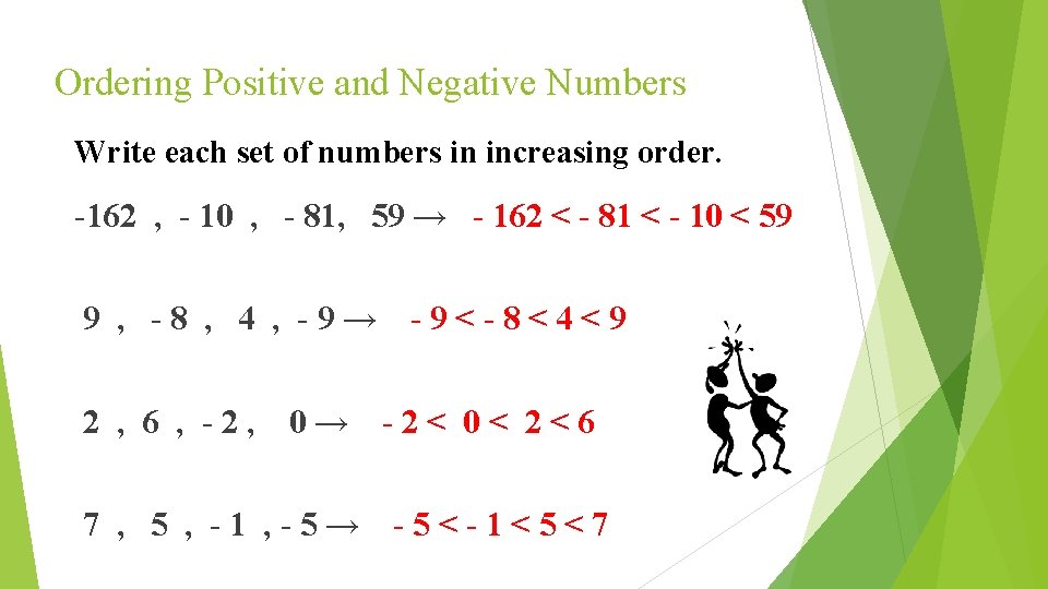 Ordering Positive and Negative Numbers Write each set of numbers in increasing order. -162