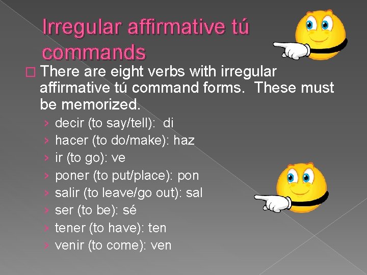 T Commands Affirmative and Negative Espaol II Forming