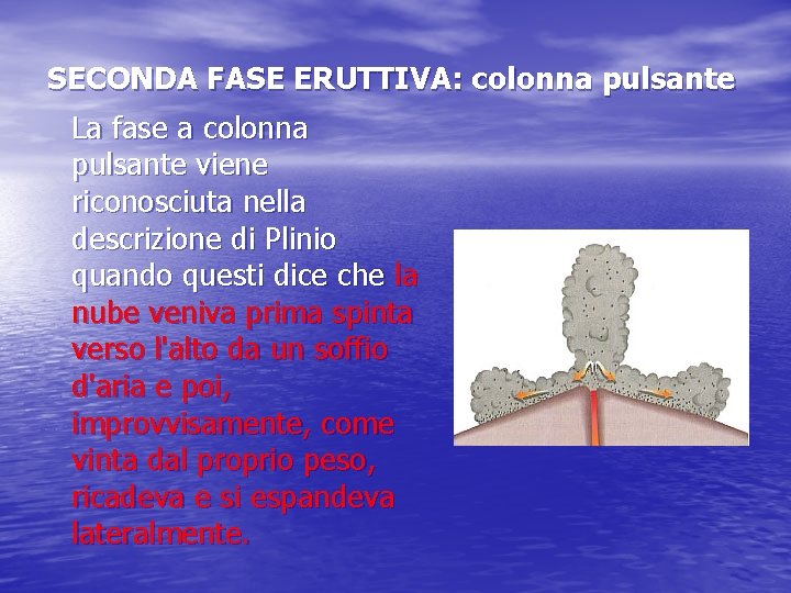 SECONDA FASE ERUTTIVA: colonna pulsante La fase a colonna pulsante viene riconosciuta nella descrizione