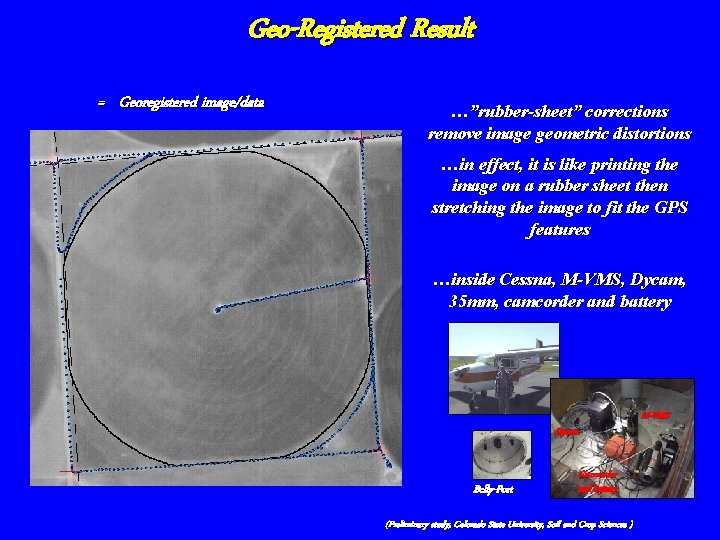 Geo-Registered Result = Georegistered image/data …”rubber-sheet” corrections remove image geometric distortions …in effect, it