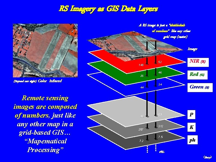 RS Imagery as GIS Data Layers A RS image is just a “shishkebab of