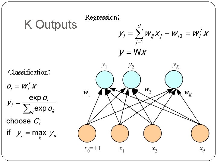 K Outputs Classification: 7 Regression: 