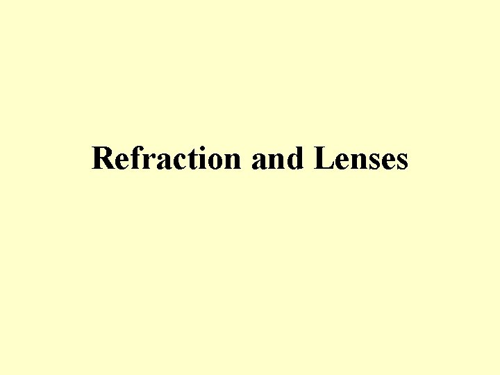 Refraction and Lenses 