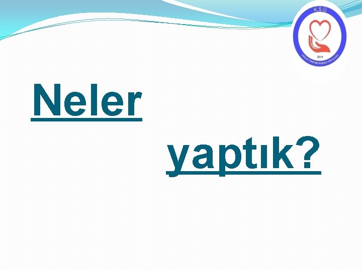 Neler yaptık? 