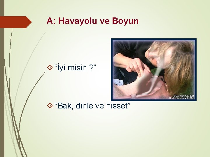 A: Havayolu ve Boyun “İyi misin ? ” “Bak, dinle ve hisset” 