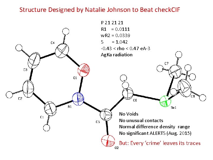 Structure Designed by Natalie Johnson to Beat check. CIF P 21 21 21 R