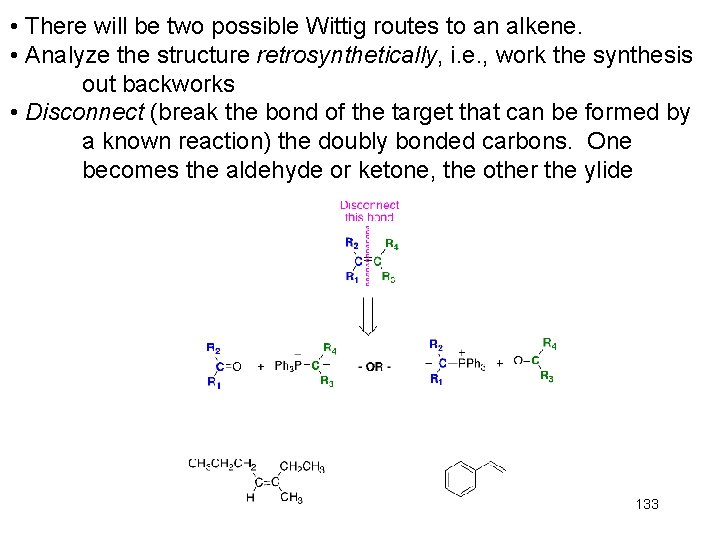  • There will be two possible Wittig routes to an alkene. • Analyze