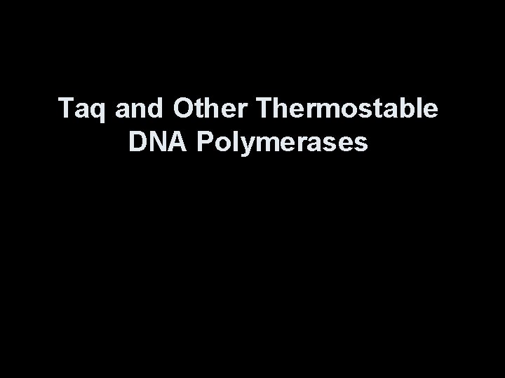 Taq and Other Thermostable DNA Polymerases 
