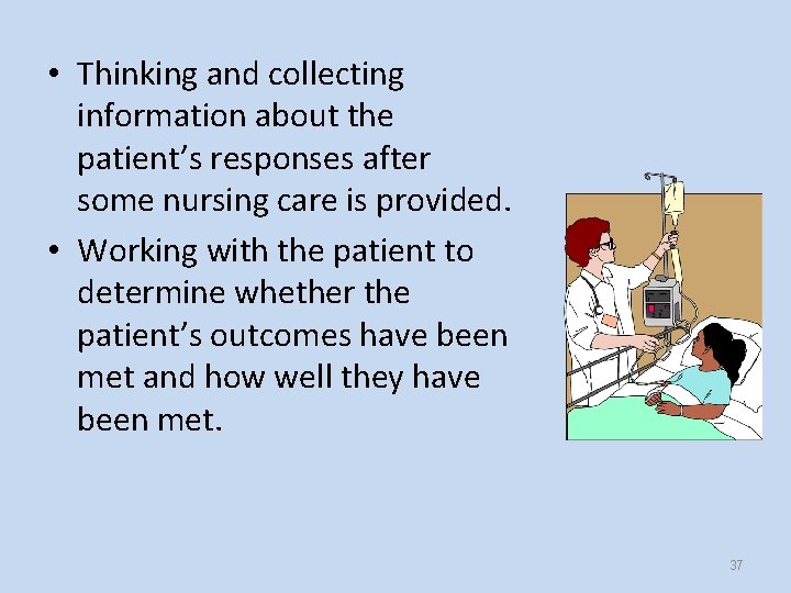  • Thinking and collecting information about the patient’s responses after some nursing care