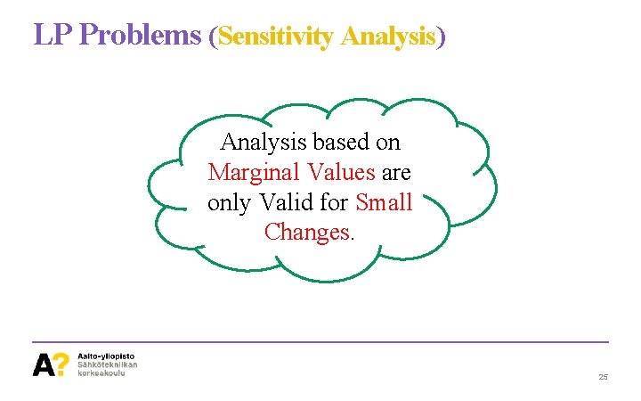 LP Problems (Sensitivity Analysis) Analysis based on Marginal Values are only Valid for Small
