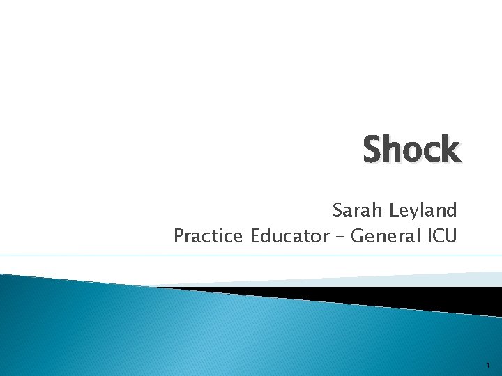 Shock Sarah Leyland Practice Educator – General ICU 1 