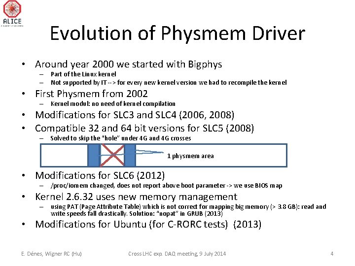 Evolution of Physmem Driver • Around year 2000 we started with Bigphys – Part