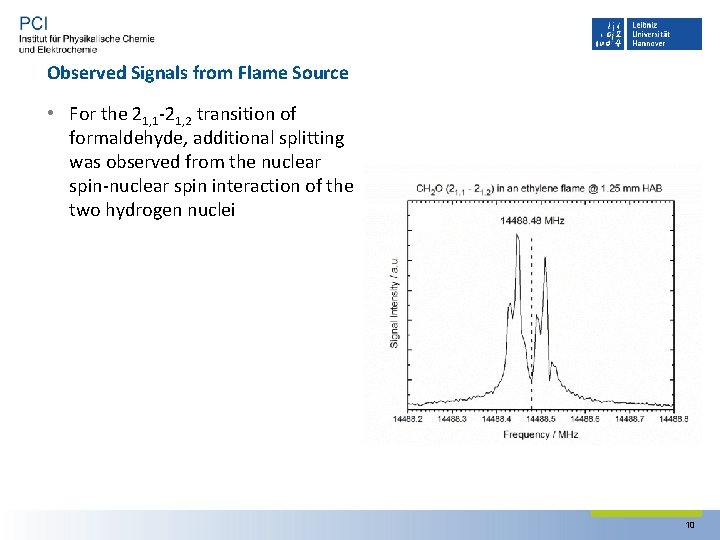 Observed Signals from Flame Source • For the 21, 1‐ 21, 2 transition of