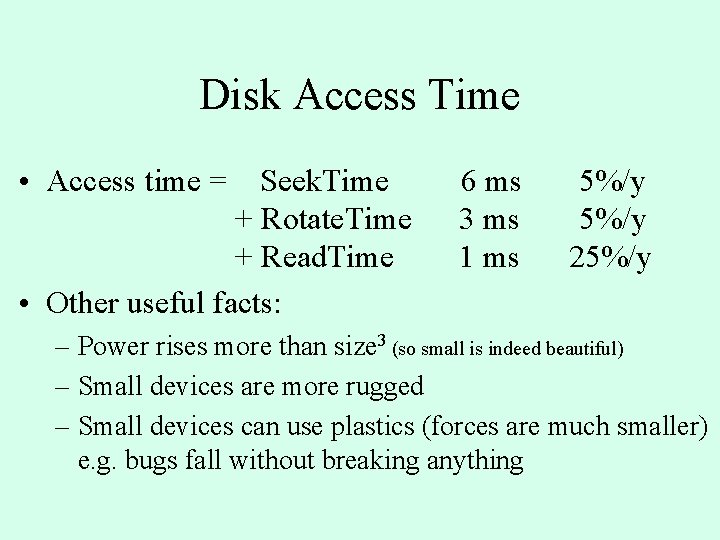 Disk Access Time • Access time = Seek. Time + Rotate. Time + Read. Disk Access Time • Access time = Seek. Time + Rotate. Time + Read.