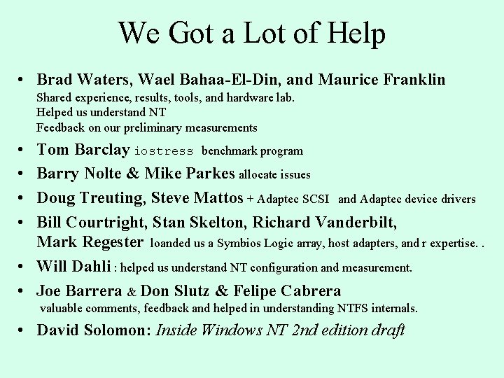 We Got a Lot of Help • Brad Waters, Wael Bahaa-El-Din, and Maurice Franklin We Got a Lot of Help • Brad Waters, Wael Bahaa-El-Din, and Maurice Franklin