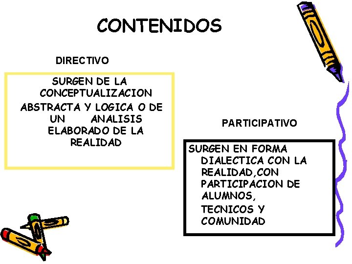 CONTENIDOS DIRECTIVO SURGEN DE LA CONCEPTUALIZACION ABSTRACTA Y LOGICA O DE UN ANALISIS ELABORADO