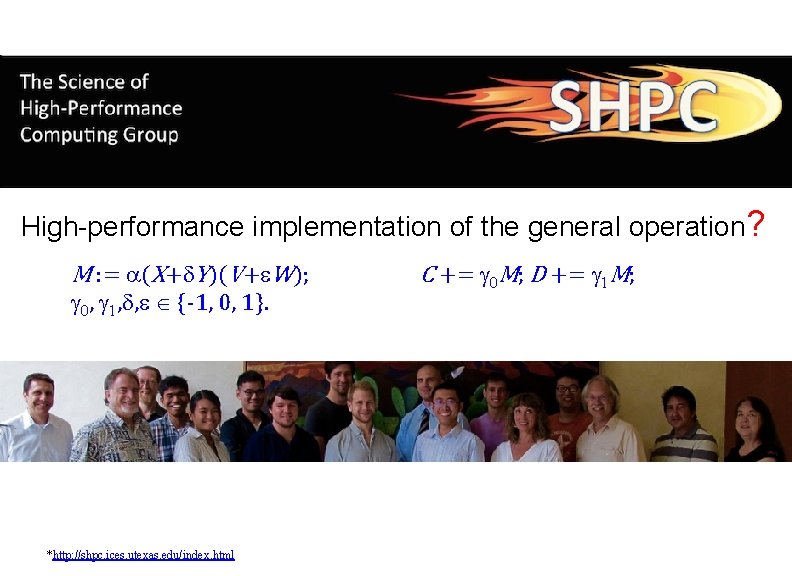 High-performance implementation of the general operation? M : = a(X+d. Y)(V+e. W); g 0,