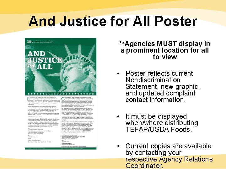 And Justice for All Poster **Agencies MUST display in a prominent location for all