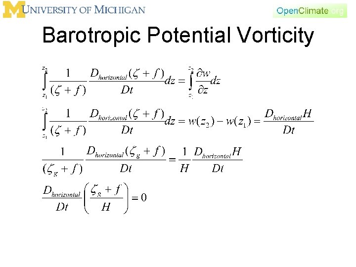 Barotropic Potential Vorticity 