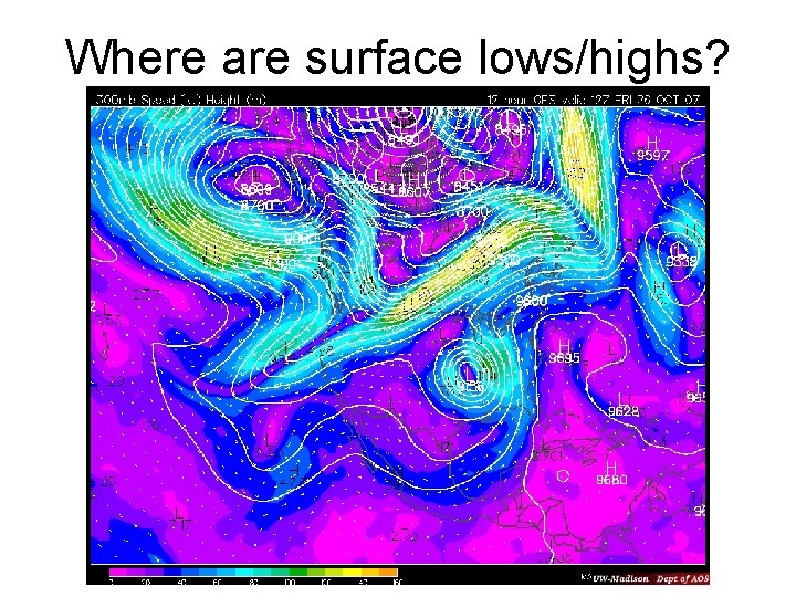 Where are surface lows/highs? 
