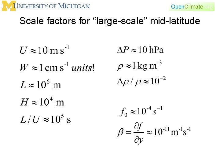 Scale factors for “large-scale” mid-latitude 