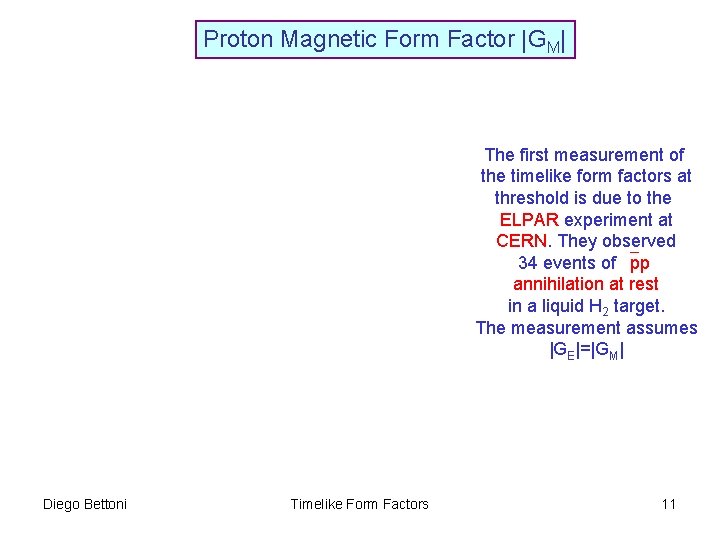 Proton Magnetic Form Factor |GM| The first measurement of the timelike form factors at