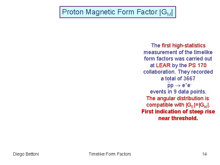 Proton Magnetic Form Factor |GM| The first high-statistics measurement of the timelike form factors