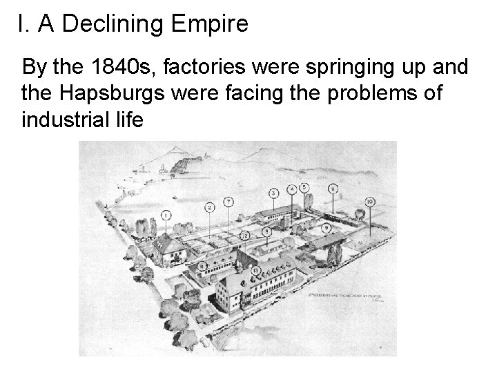 I. A Declining Empire By the 1840 s, factories were springing up and the