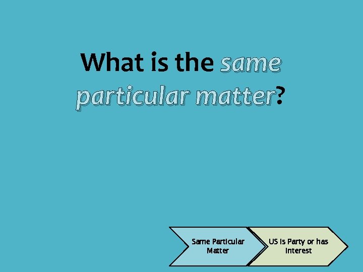 What is the same particular matter? matter Same Particular Matter US is Party or