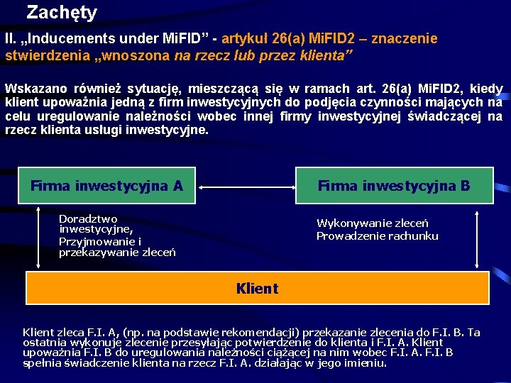 Zachęty II. „Inducements under Mi. FID” - artykuł 26(a) Mi. FID 2 – znaczenie