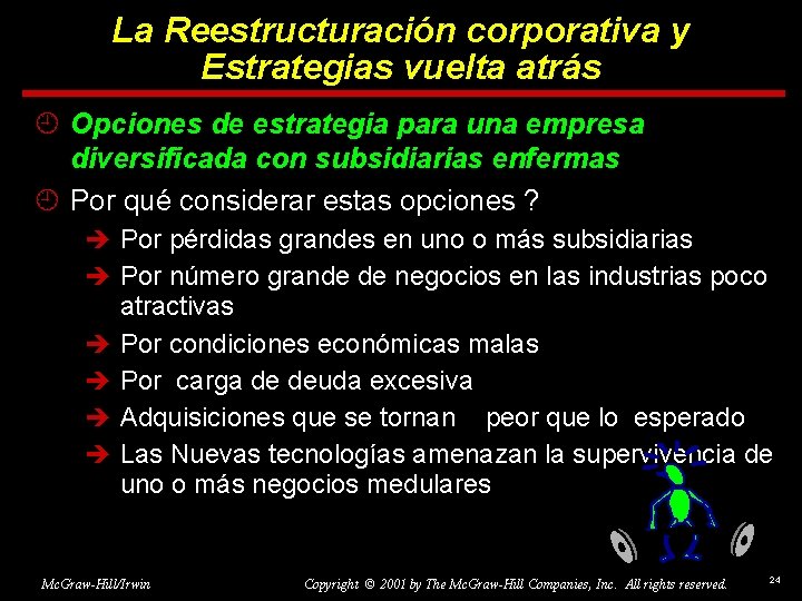 La Reestructuración corporativa y Estrategias vuelta atrás ¿ Opciones de estrategia para una empresa