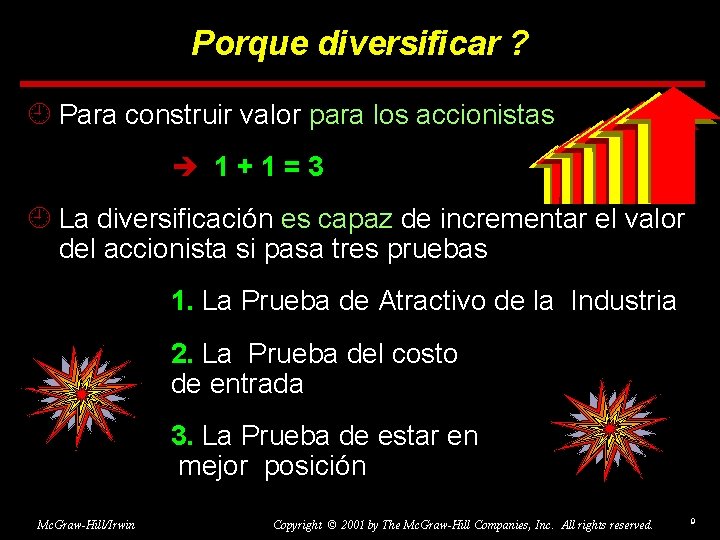 Porque diversificar ? ¿ Para construir valor para los accionistas è 1+1=3 ¿ La