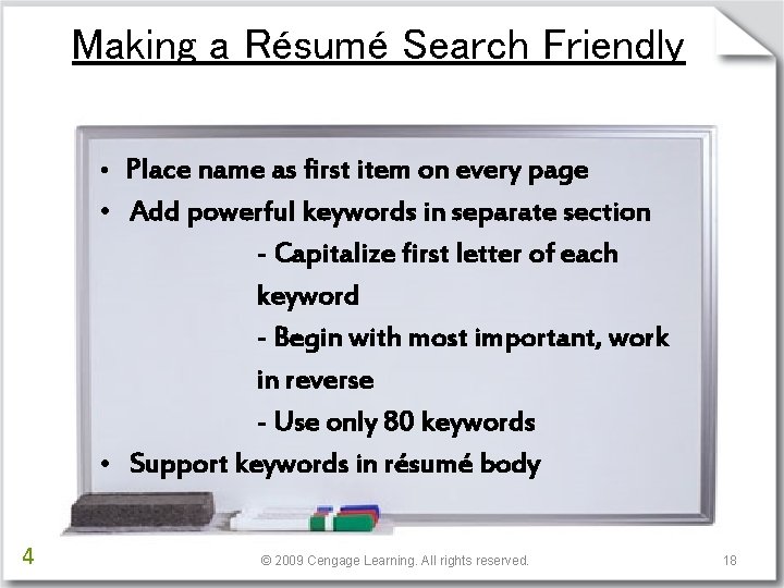 Making a Résumé Search Friendly • Place name as first item on every page