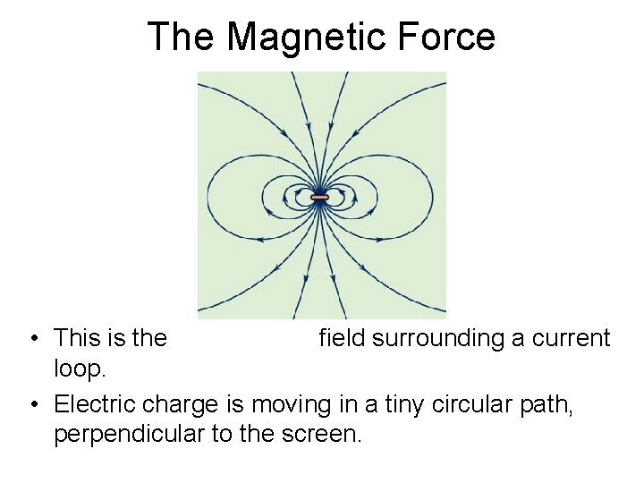 The Magnetic Force • This is the field surrounding a current loop. • Electric