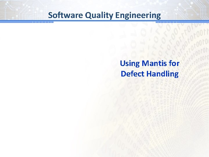 Software Quality Engineering Using Mantis for Defect Handling 