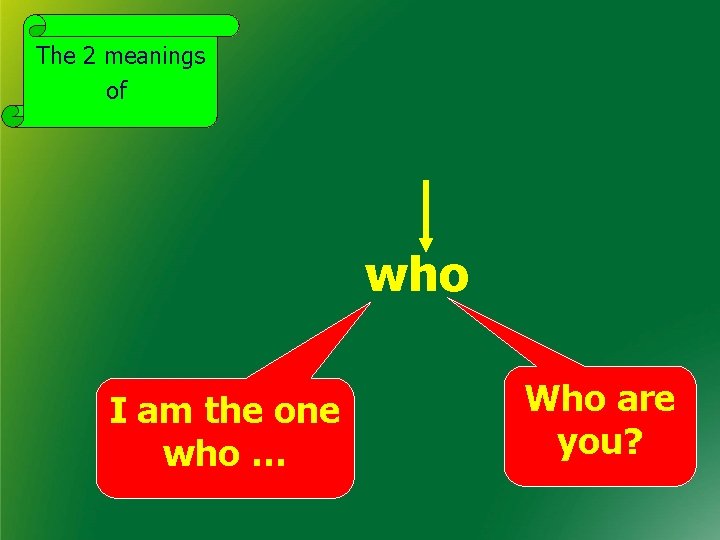 The 2 meanings of who I am the one who … Who are you?