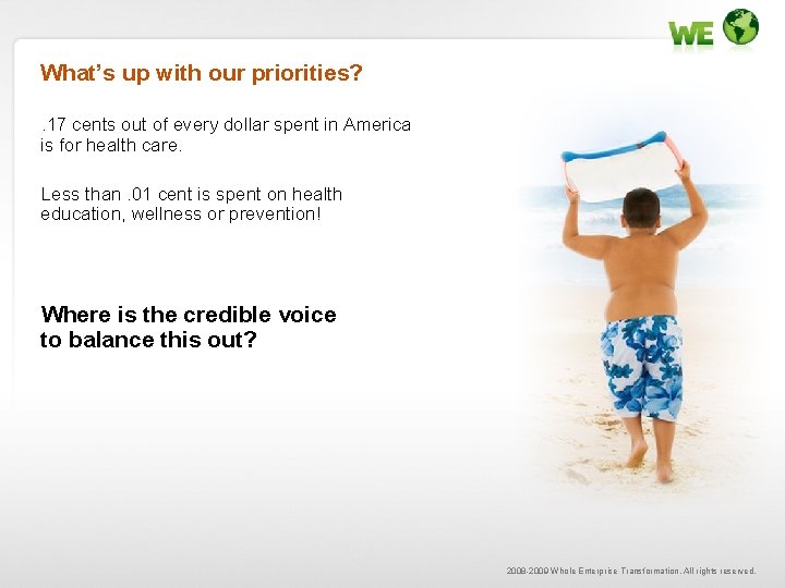 What’s up with our priorities? . 17 cents out of every dollar spent in