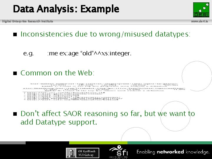 Data Analysis: Example Digital Enterprise Research Institute n www. deri. ie Inconsistencies due to