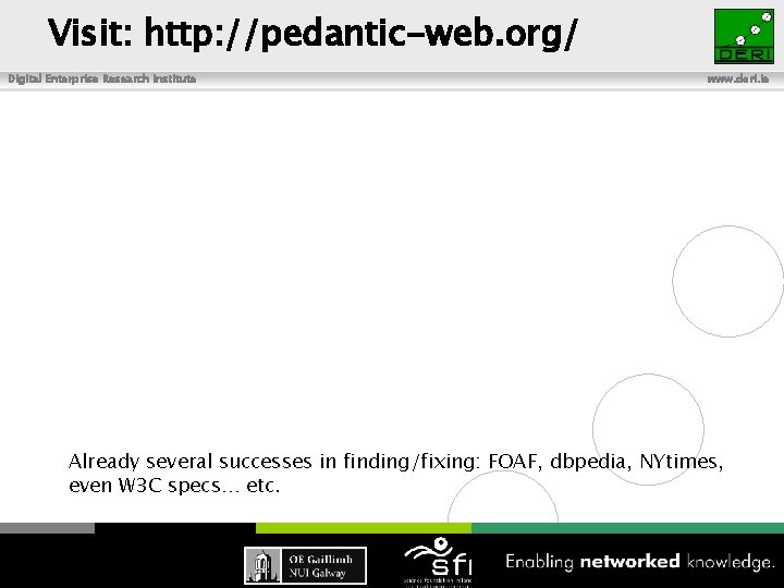 Visit: http: //pedantic-web. org/ Digital Enterprise Research Institute www. deri. ie Already several successes