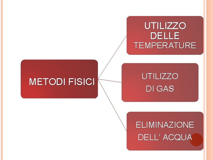 UTILIZZO DELLE TEMPERATURE METODI FISICI UTILIZZO DI GAS ELIMINAZIONE DELL’ ACQUA 