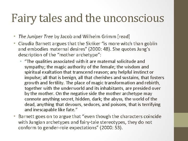Fairy tales and the unconscious • The Juniper Tree by Jacob and Wilhelm Grimm