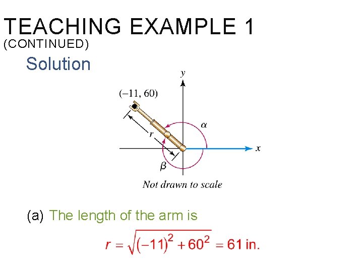 TEACHING EXAMPLE 1 (CONTINUED) Solution (a) The length of the arm is 